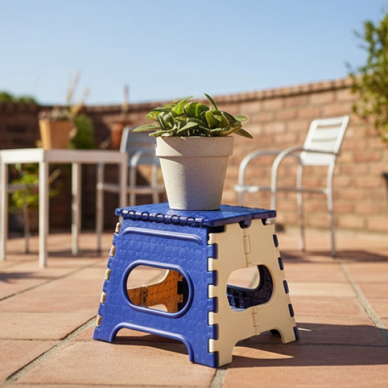 2009_12 Inch Plastic Folding Step Stool for Kids and Adults with Handle (Multicolor)