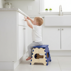 2009_12 Inch Plastic Folding Step Stool for Kids and Adults with Handle (Multicolor)
