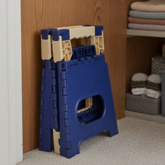 2009_12 Inch Plastic Folding Step Stool for Kids and Adults with Handle (Multicolor)