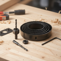 8-Piece Set Carbon Arbored Adjustable Hole Saw Set Round Circular (64 mm, 76mm1 89mm, 102mm & 127mm)