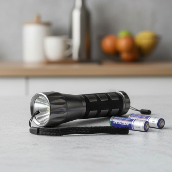 Aluminium Led/Xenon rubber grip Handtourch (3*1.5V AAA batteries / Not Included)