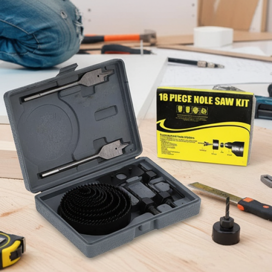 Drill Hole Cutter, Carbon Steel High Accuracy Incisive Hole Saw for Cutting PCV for Cutting Plastic for Cutting Wood Hole Saw Kit (18 Pcs Set)