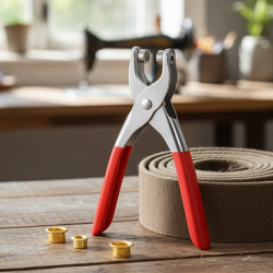 Grommet Setting Tool with 25 PCS Gold Eyelets Grommets Steel Hole Punch Setter Kit for Leather, Canvas, All Fabrics Men and Women Clothes, Shoes, Belts, Crafts