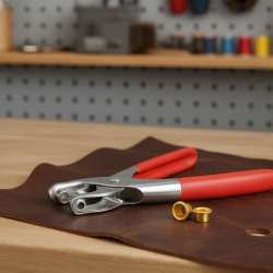 Grommet Setting Tool with 25 PCS Gold Eyelets Grommets Steel Hole Punch Setter Kit for Leather, Canvas, All Fabrics Men and Women Clothes, Shoes, Belts, Crafts