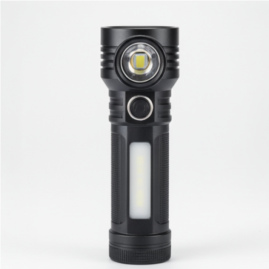 Heavy-Duty Rechargeable USB LED Hand Torch with COB Side Light (1 Pc)