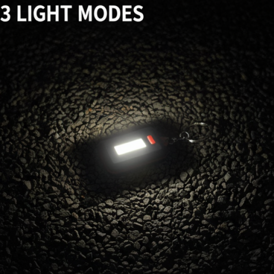 LED Keychain COB Light with Hook & Loop Sticker. 3 Light Modes (1 Pc / Battery Not Included)