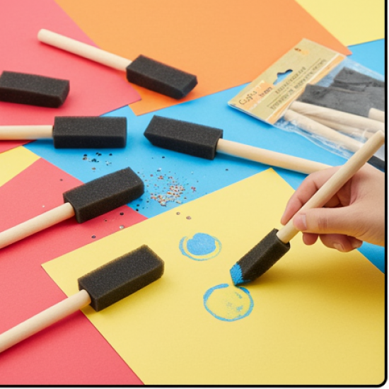 Multipurpose Sponge Brushes for Painting with Wooden Handles (6 Pcs Set)