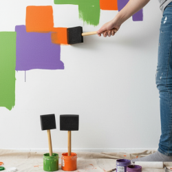 Multipurpose Sponge Brushes for Painting with Wooden Handles