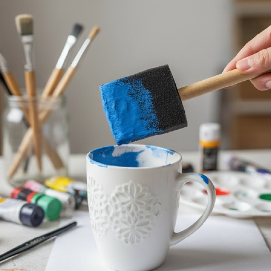 Multipurpose Sponge Brushes for Painting with Wooden Handles