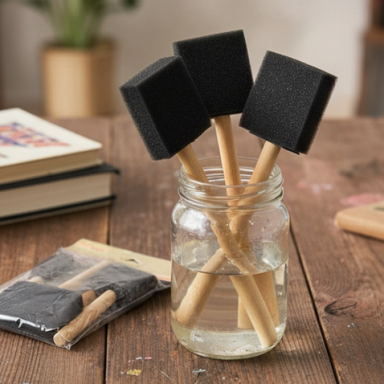 Multipurpose Sponge Brushes for Painting with Wooden Handles