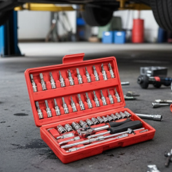 Socket 1 / 4 Inch Combination Repair Tool Kit (Red, 46 pcs)