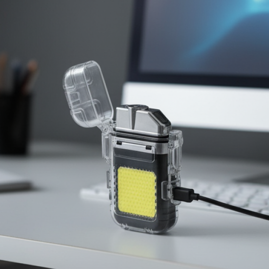 USB Rechargeable Electric Lighter & 3 Modes COB Flashlight (1 Pc)