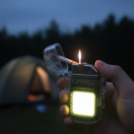 USB Rechargeable Electric Lighter & 3 Modes COB Flashlight (1 Pc)